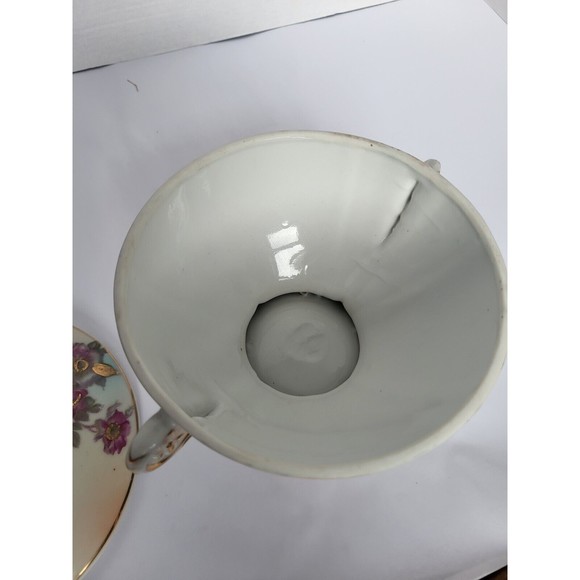 Lot of 2 Antique Porcelain Hand Painted Floral Compote Moriage Gold Dish Japan - Picture 5 of 13